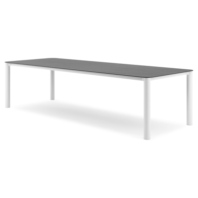 Orso tuintafel rechthoekig afgerond in wit aluminium en volkeramiek Basalt Black - L 290 x B 110 x H 73.5 cm
