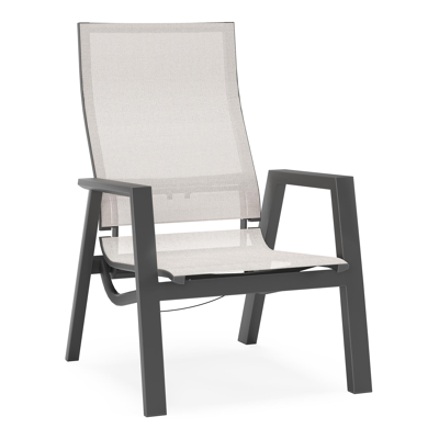 Prato loungestoel in zwart aluminium met rustic weather+ softtouch kussen