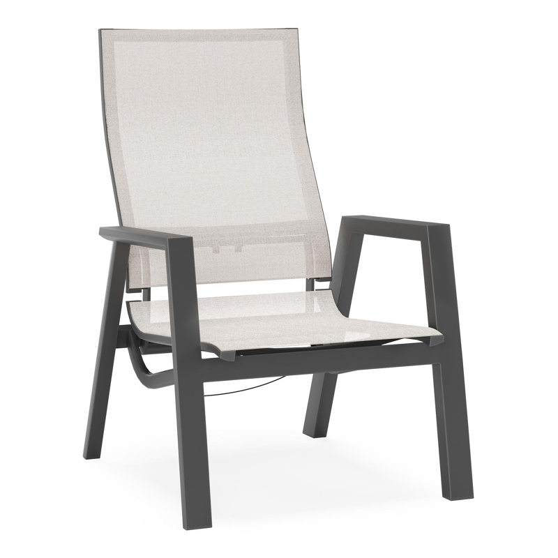 Prato loungestoel in zwart aluminium met rustic weather+ softtouch kussen