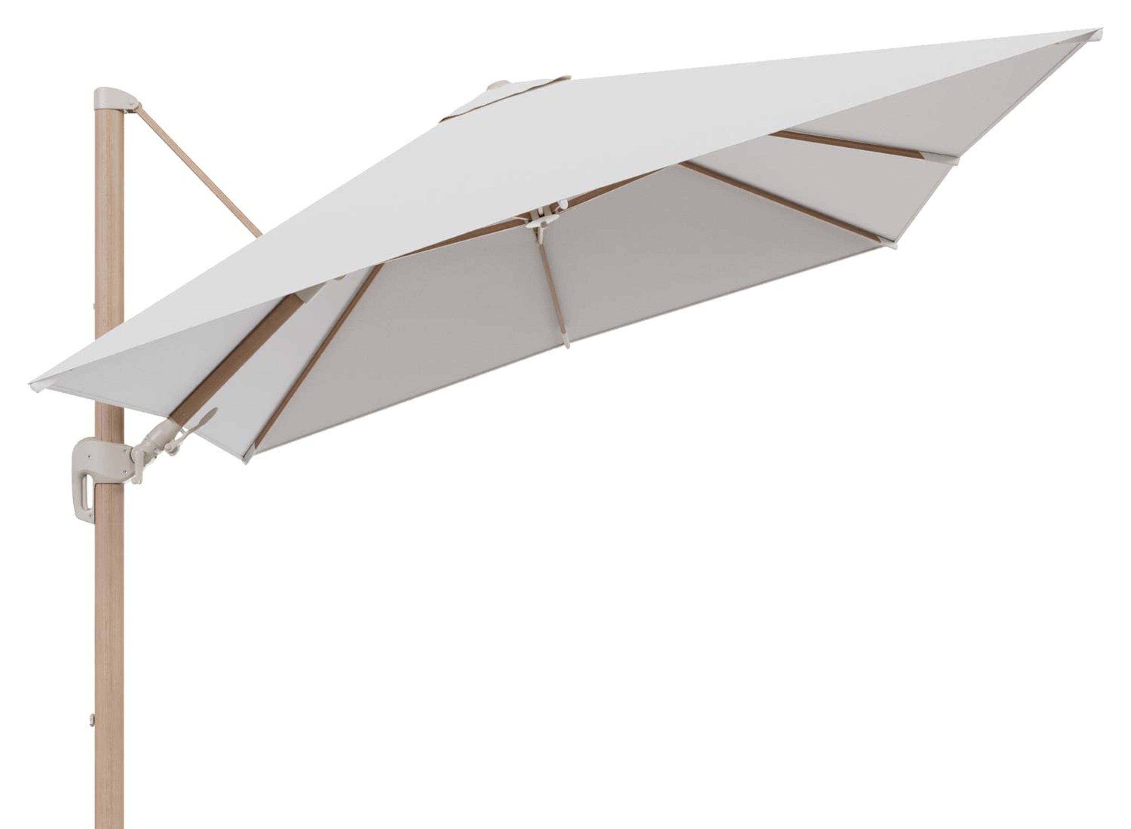 Rufina zweefparasol tiltfunctie in houtlook aluminium en parasoldoek in All Weather Solica Soul Optik  - L1 300 x L2 300 cm (zonder voet) (zonder voet)