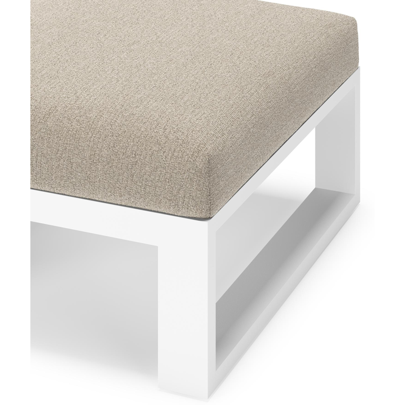 Verato poef in wit aluminium met catania greige all weather cosytica kussen