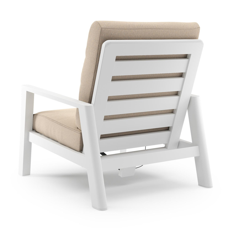 Cirello loungestoel in wit aluminium met heritage papyrus all weather sunbrella® luxe kussen