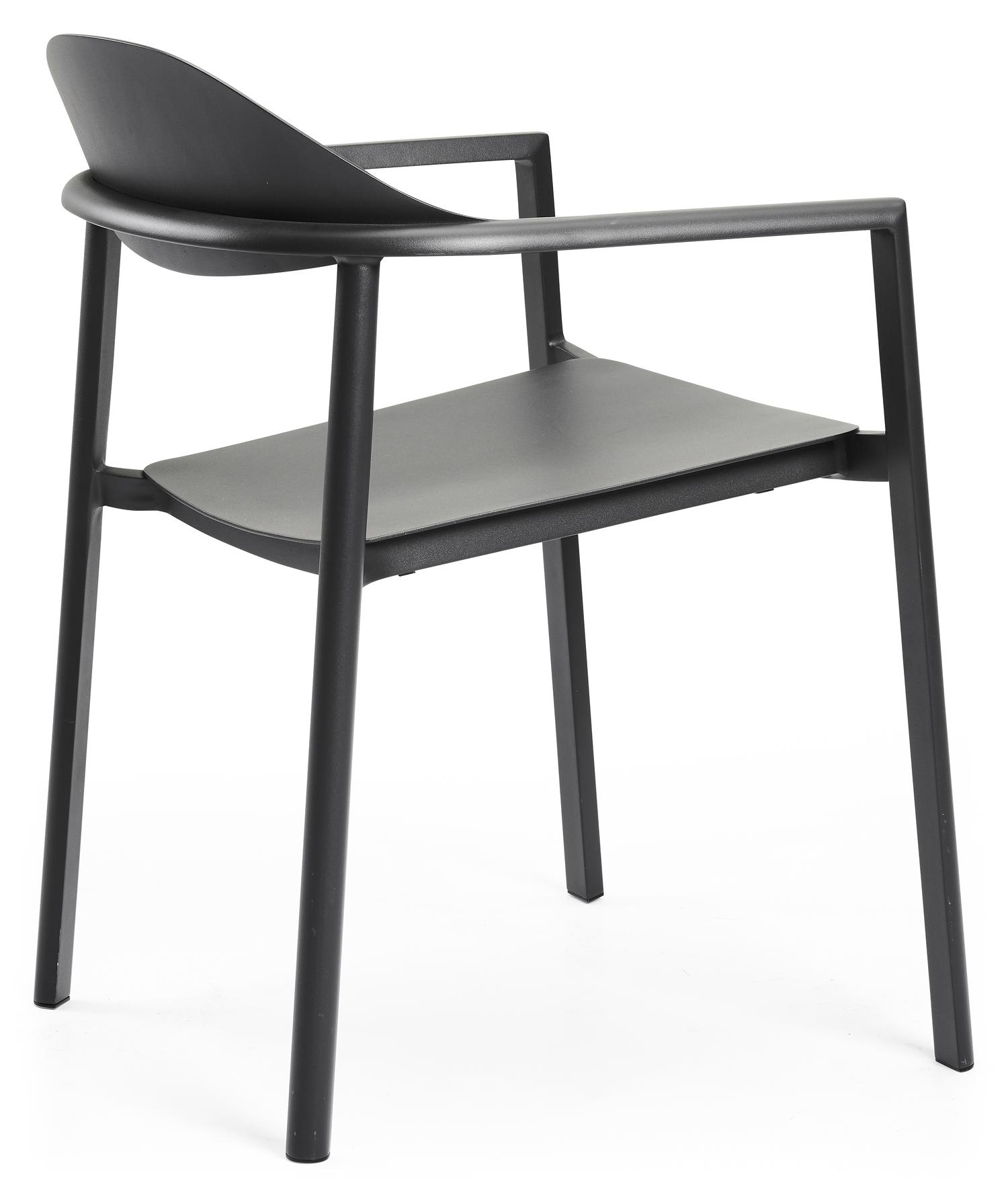 Fano (Piemonte) stapelbare tuinstoel in zwart aluminium