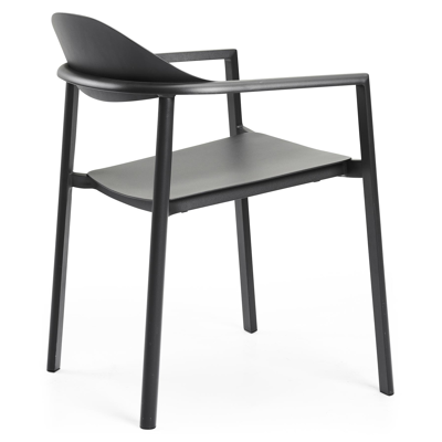 Fano (Piemonte) stapelbare tuinstoel in zwart aluminium