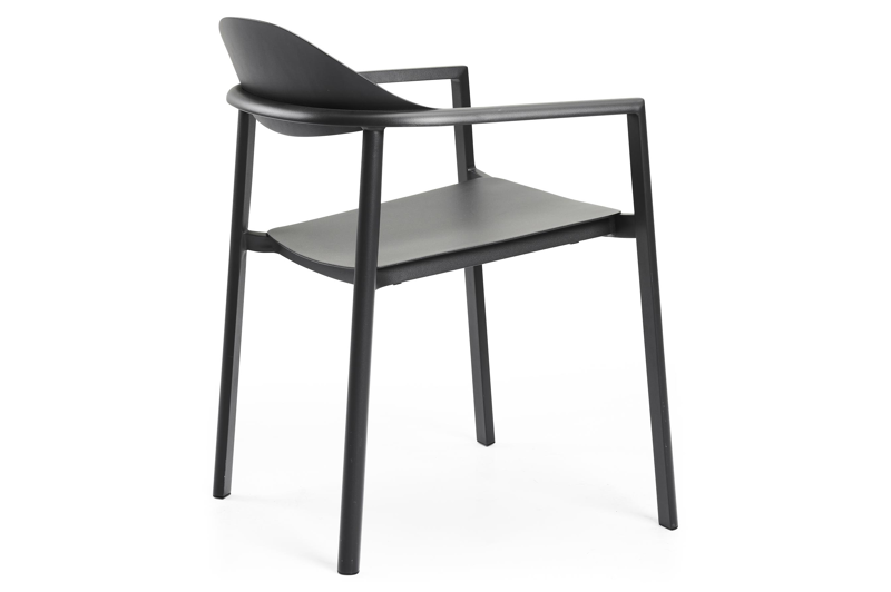 Fano (Piemonte) stapelbare tuinstoel in zwart aluminium