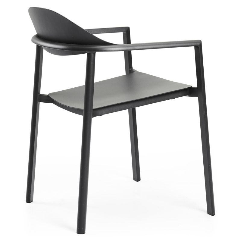 Chaise de jardin empilable Fano (Piemonte) en aluminium noir