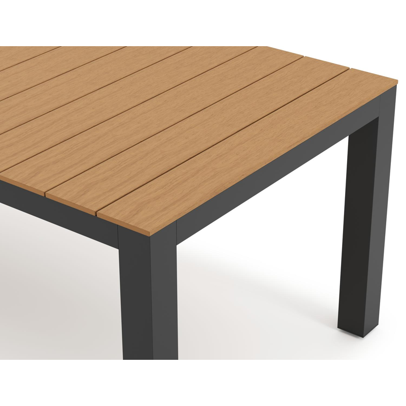 Calzo tuintafel in zwart aluminium en polywood - L 220 x B 100 x H 74 cm