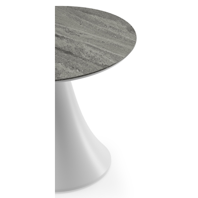 Fano low dining low dining loungetafel rond in wit aluminium en volkeramiek Aspen Grey - Dia. 65 x H 55 cm