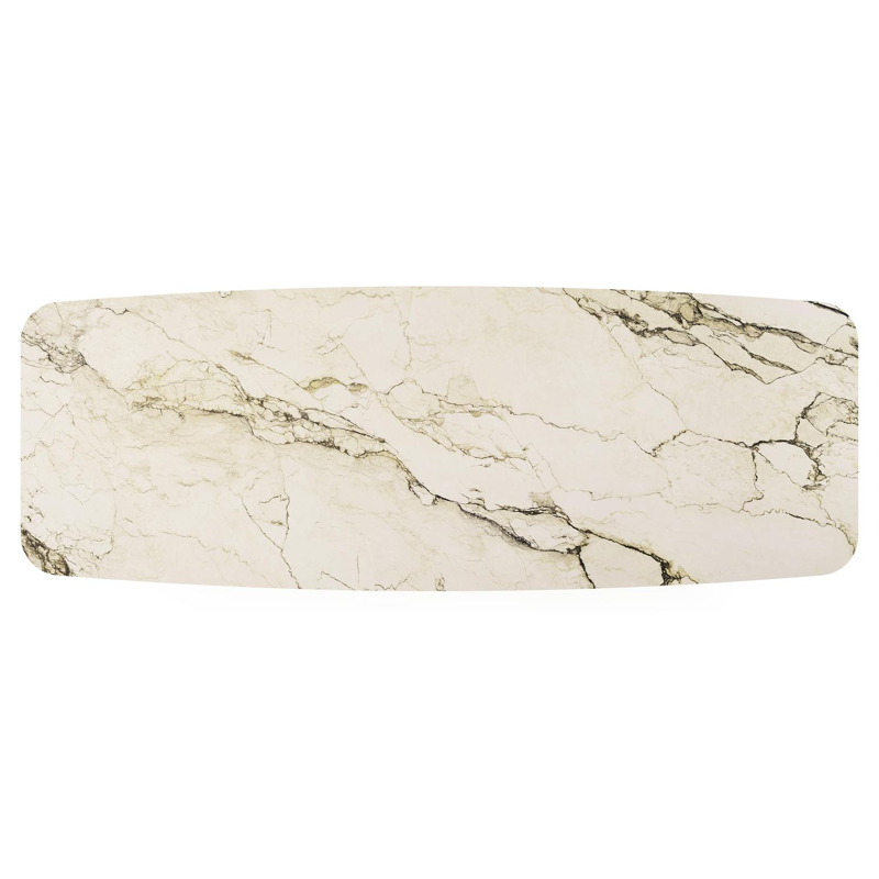 Pagino tuintafel bootvorm in wit aluminium en volkeramiek colorado dunes - L 315 x B 115 x H 73 cm