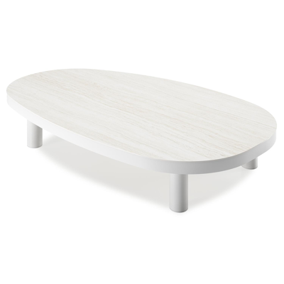 Donato loungetafel in wit aluminium en volkeramiek calista - L 151 x B 90 x H 25 cm