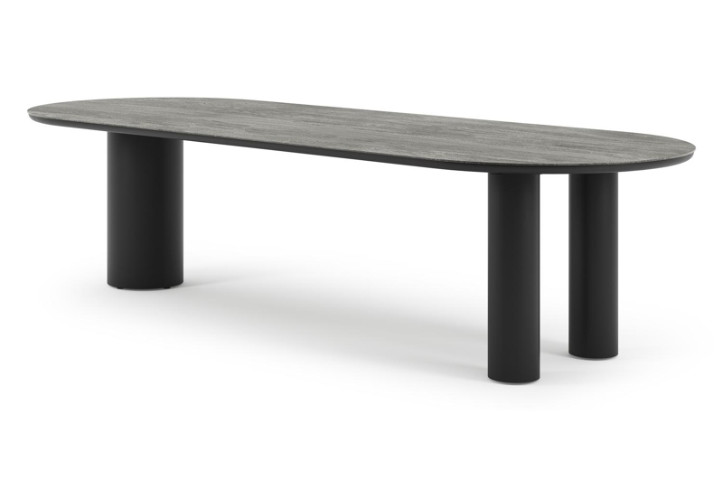 Organo tuintafel ovaal in zwart aluminium en volkeramiek aspen grey - L 300 x B 110 x H 74 cm