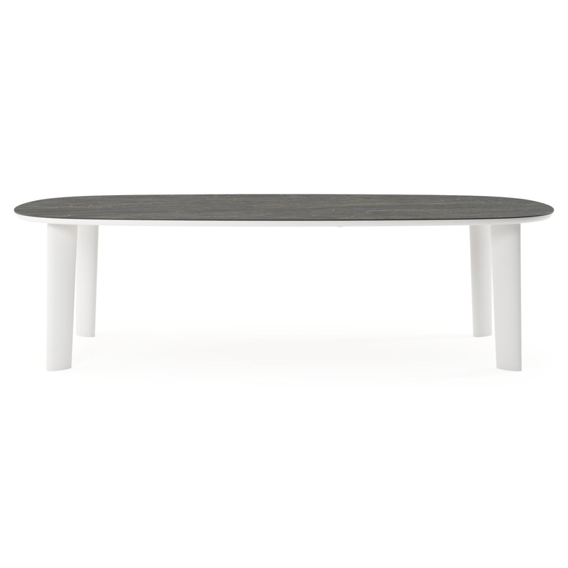 Table de jardin Amico bombo xl en aluminium blanc et céramique pleine Black Obsession - Lg. 270 x Lrg. 148 x Haut. 73.5 cm