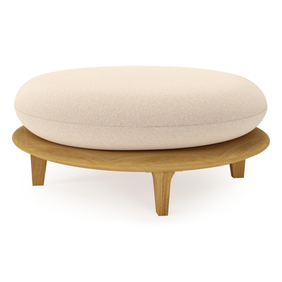 Bomero poef in teak met heritage papyrus all weather sunbrella® luxe kussen