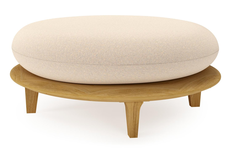 Pouf Bomero en teck et coussins en all weather sunbrella® luxe heritage papyrus