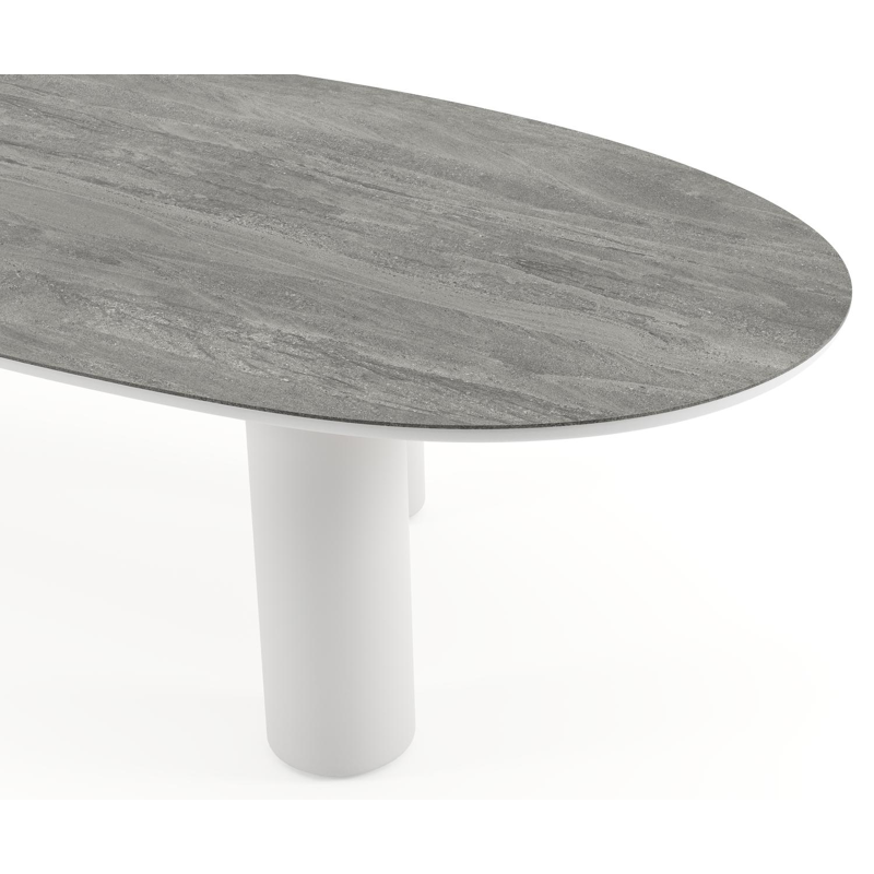 Amico tuintafel mango in wit aluminium en volkeramiek Aspen Grey - L 320 x B 140 x H 73.5 cm