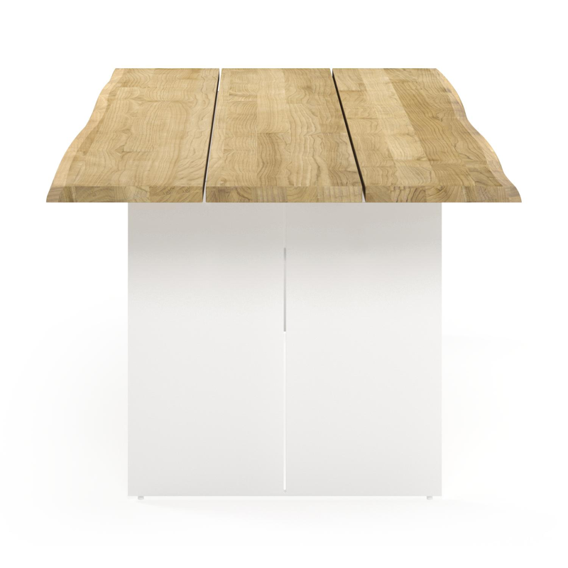 Table de jardin Portofino en aluminium blanc et teck - Lg 240 x Larg. 102 x H 74,5 cm
