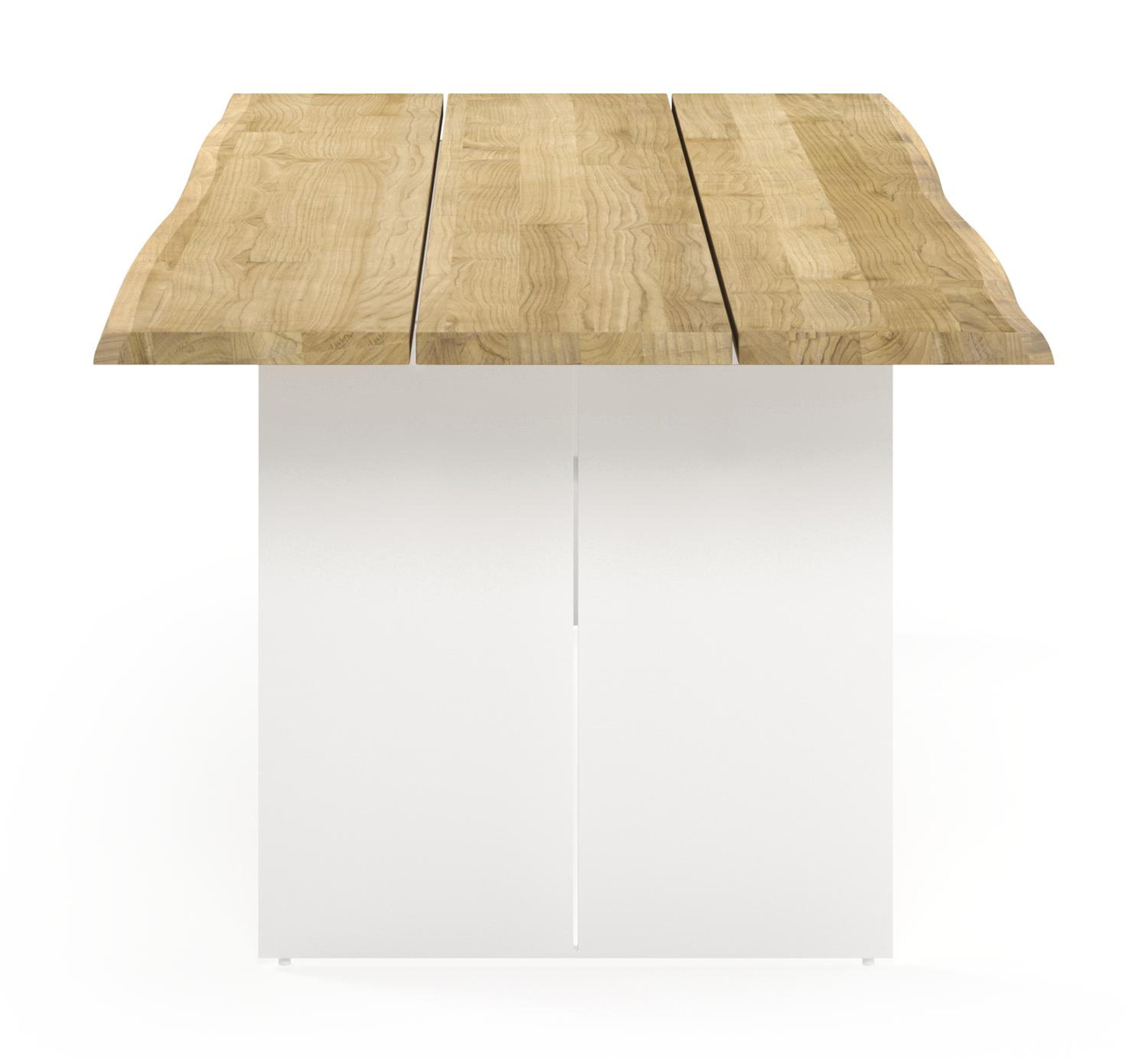 Table de jardin Portofino en aluminium blanc et teck - Lg 240 x Larg. 102 x H 74,5 cm