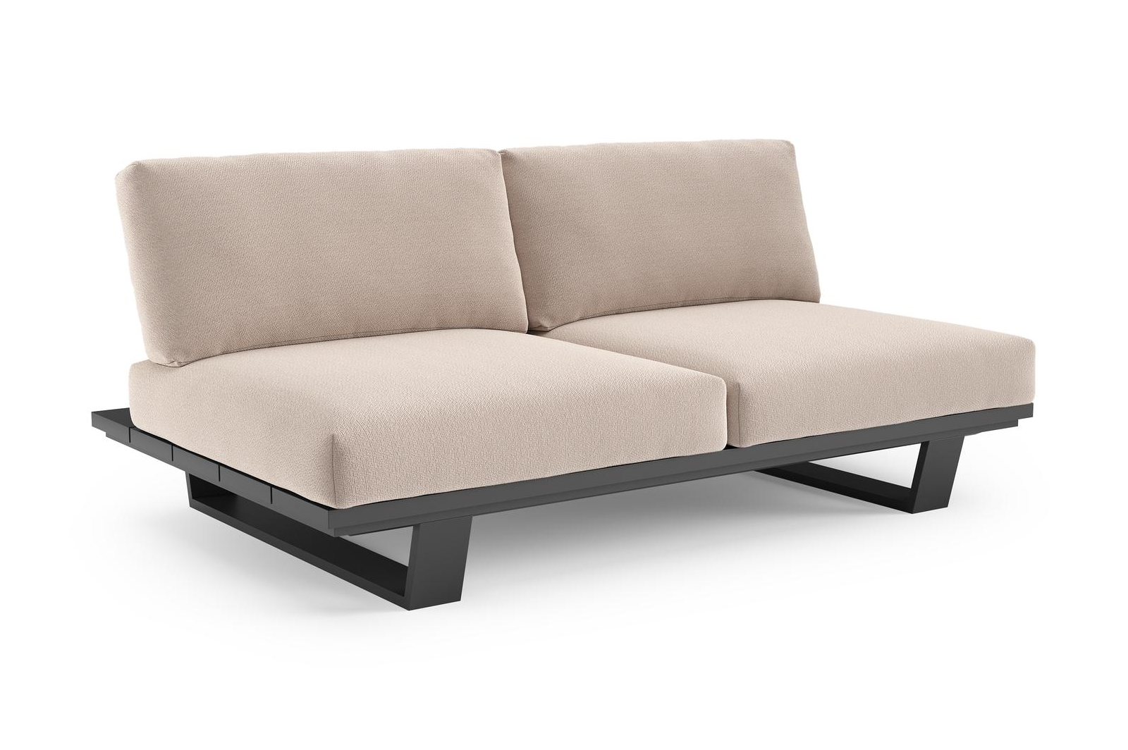 Pagino loungebank in zwart aluminium met wander pilat all weather sunbrella® luxe kussen