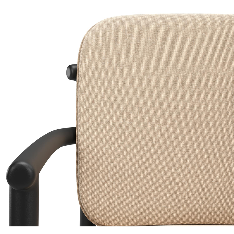 Bono stapelbare tuinstoel in zwart aluminium met stoelkussen in All Weather Sunbrella® Luxe Natte Heather Beige