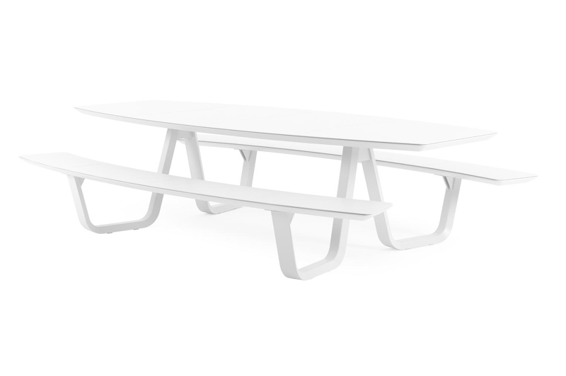 Forno picknicktafel bootvorm in wit aluminium - L 280 x B 192 x H 72 cm