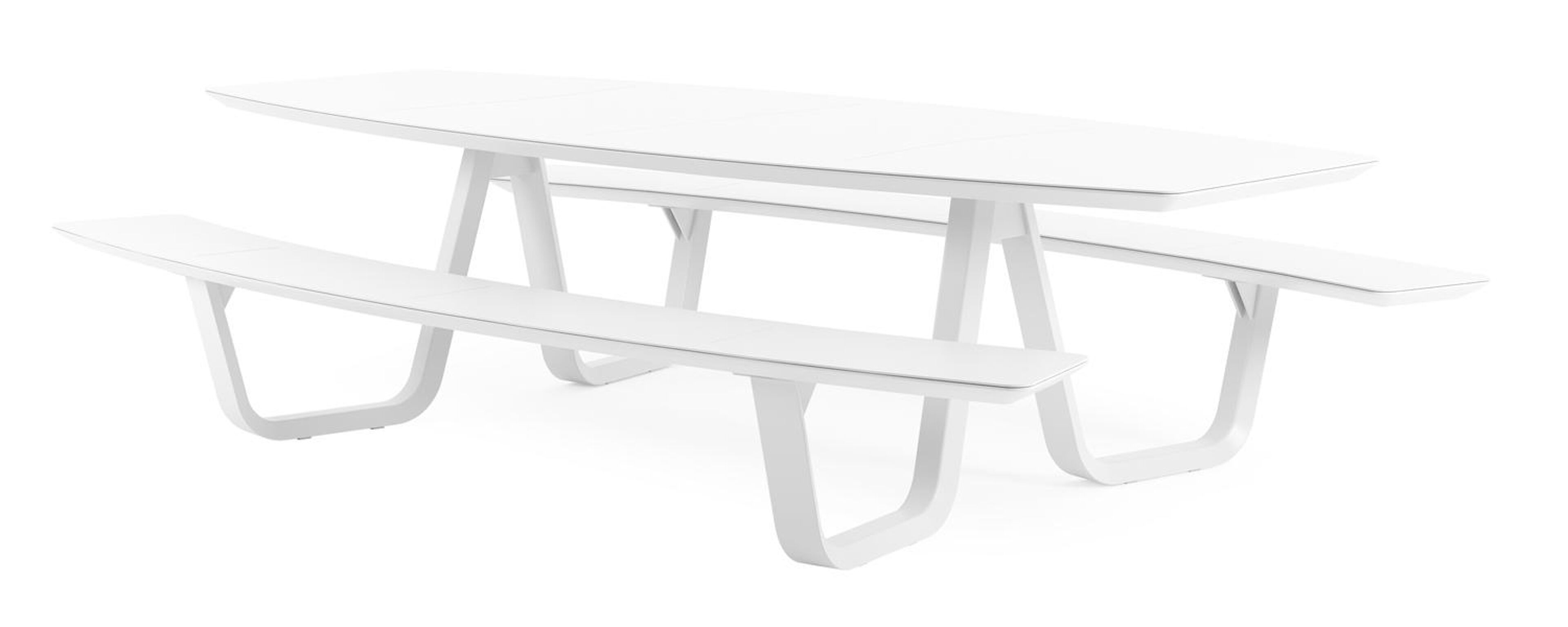 Table de pique-nique Forno forme de bateau en aluminium blanc - Lg. 280 x Lrg. 192 x Haut. 72 cm