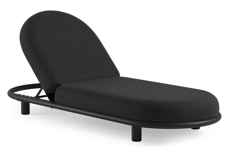 Lomano verstelbaar ligbed in zwart aluminium met chartres sooty all weather sunbrella® luxe