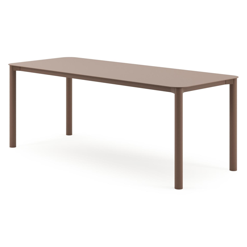 Table de jardin rectangulaire Orso arrondie en aluminium taupe- Lg. 200 x Lrg. 80 x Haut. 74,5 cm