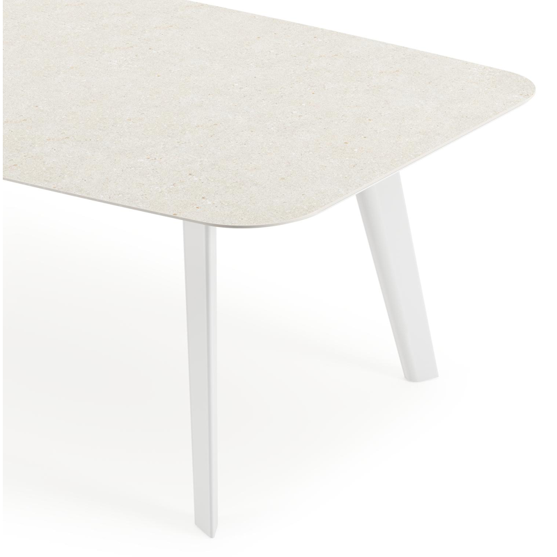 Lacrima tuintafel in wit aluminium en volkeramiek shilin - L 255 x B 115 x H 74 cm