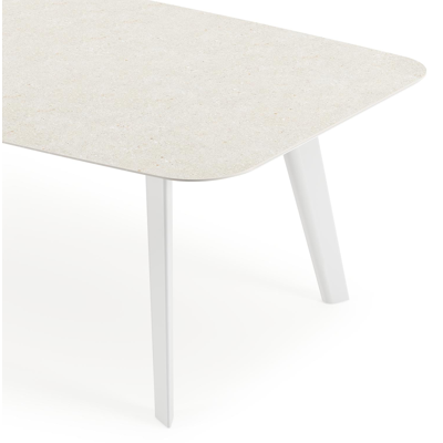 Table de jardin Lacrima en aluminium blanc et céramique pleine shilin - Lg 255 x Larg. 115 x H 74 cm
