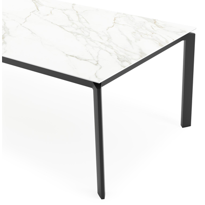 Cirello tuintafel rechthoekig in zwart aluminium en volkeramiek Calacatta - L 280 x B 110 x H 75 cm