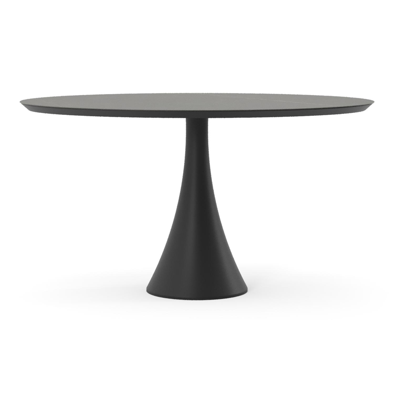 Table de jardin Fano oval en aluminium noir et céramique pleine Calatorao - Lg. 140 x Lrg. 80 x Haut. 74.5 cm