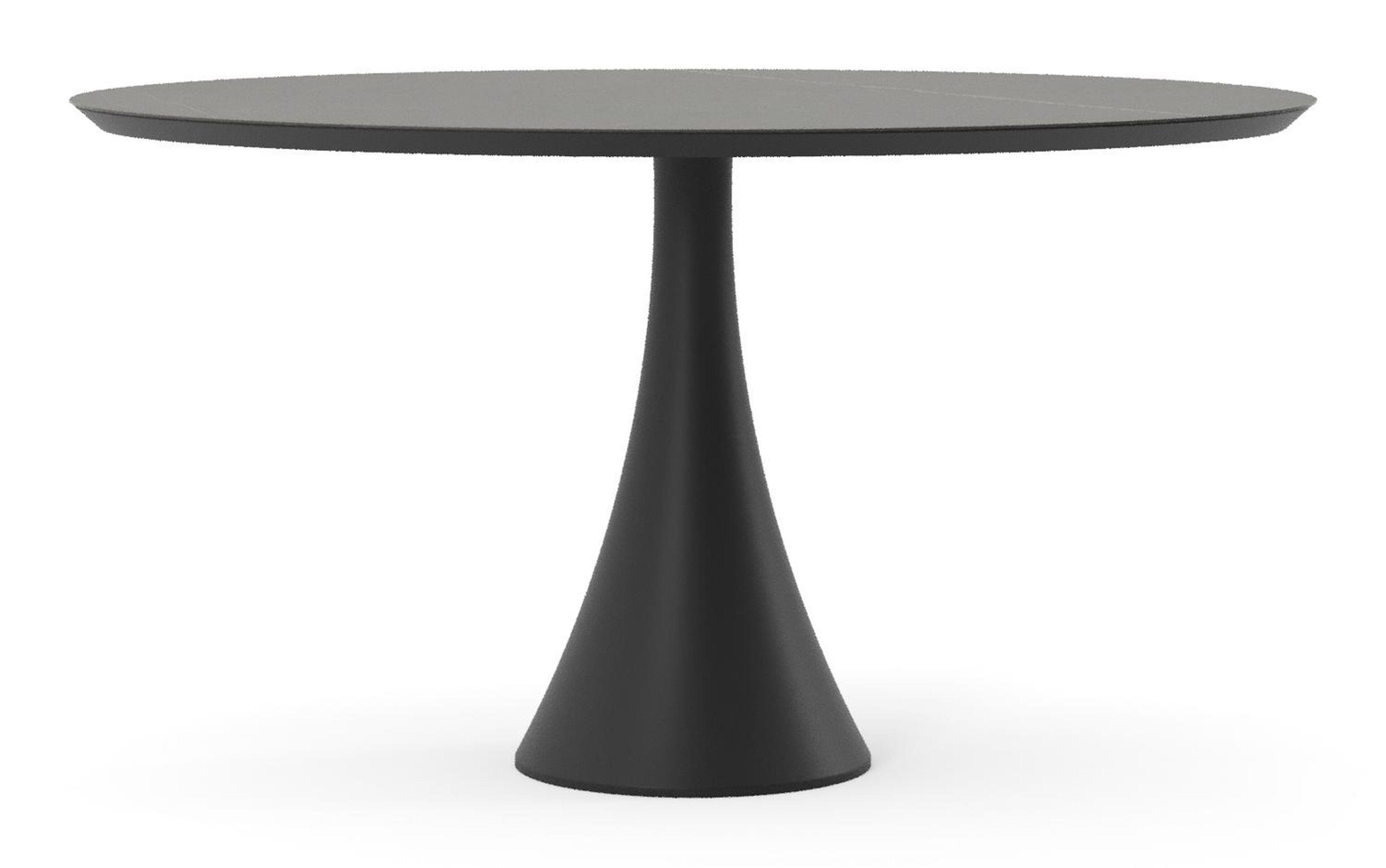 Table de jardin Fano oval en aluminium noir et céramique pleine Calatorao - Lg. 140 x Lrg. 80 x Haut. 74.5 cm