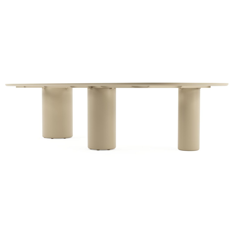 Amico tuintafel bombo xl in beige aluminium en volkeramiek Travertino Bianco - L 320 x B 148 x H 73.5 cm