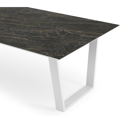 Pagino tuintafel rechthoekig in wit aluminium en volkeramiek Black Obsession - L 280 x B 110 x H 73.5 cm