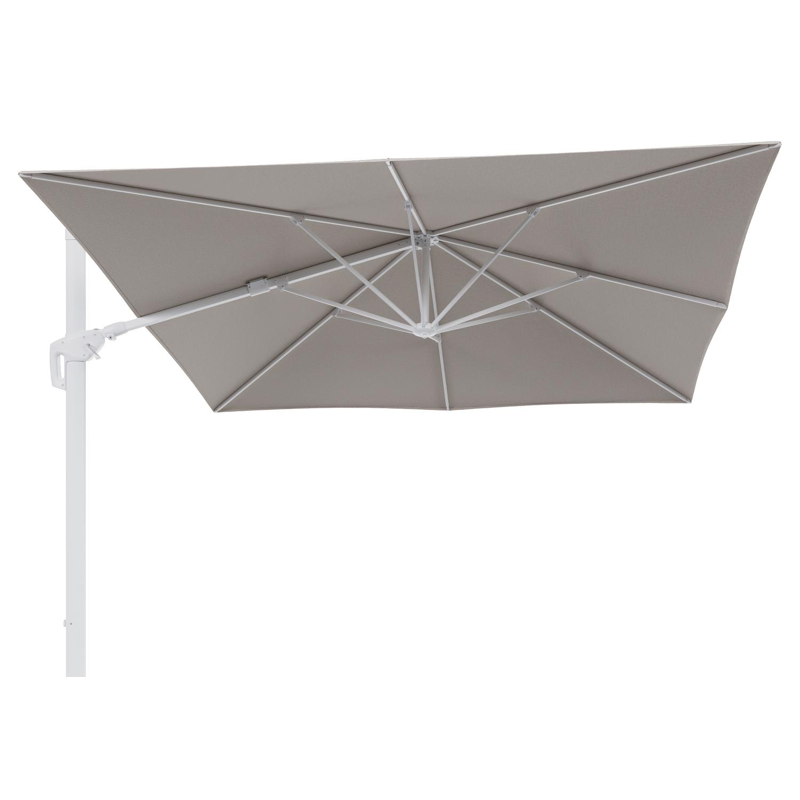 Minore zweefparasol tiltfunctie in wit aluminium en parasoldoek in All Weather Sunbrella® Luxe Slow Farafra  - L1 350 x L2: 350 cm (zonder voet) (zonder voet)
