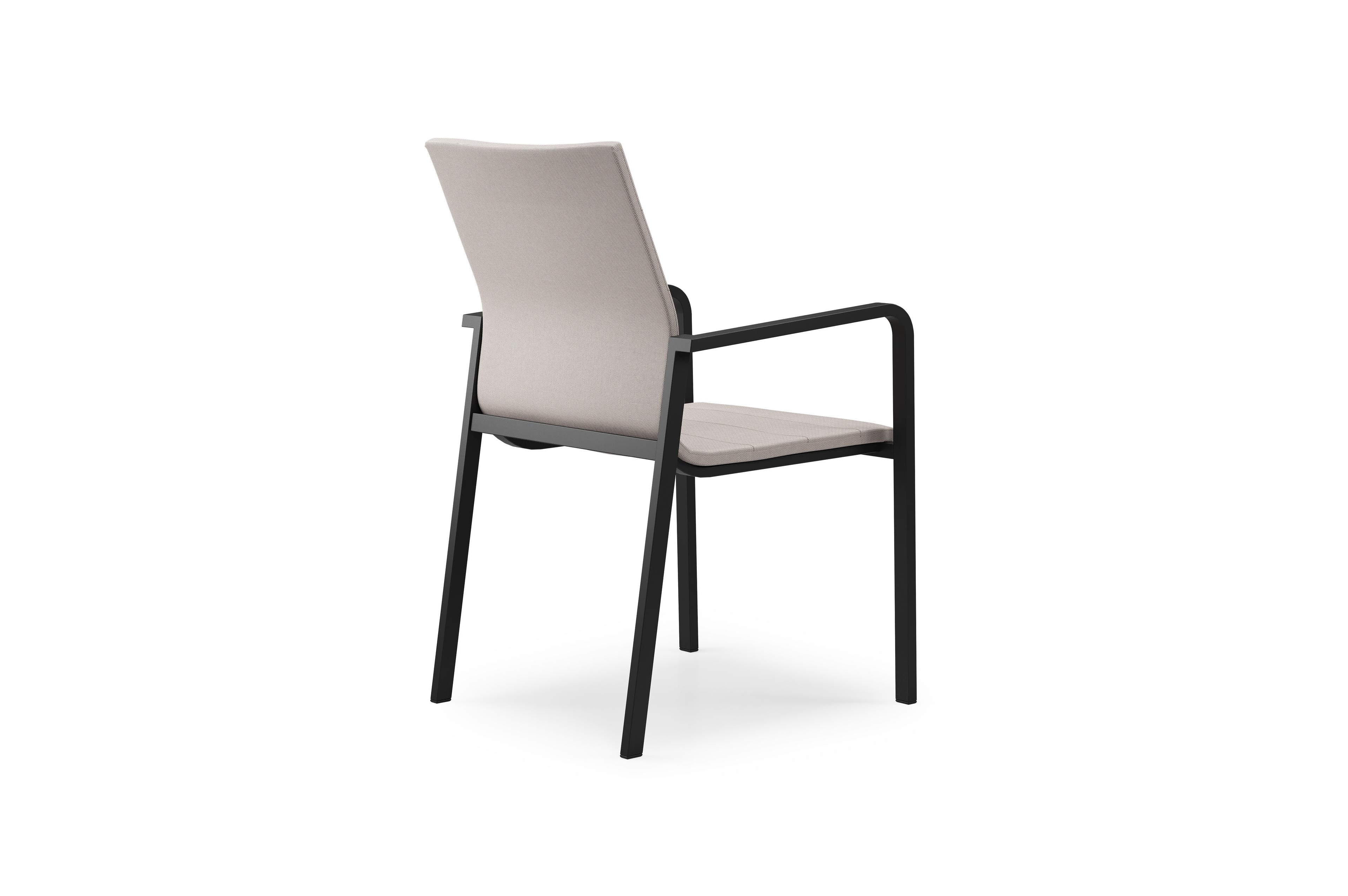 Como stapelbare tuinstoel in zwart aluminium en beige luxe textilene