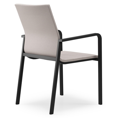 Como stapelbare tuinstoel in zwart aluminium en beige luxe textilene