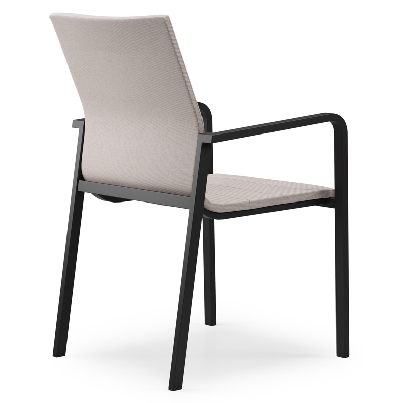 Como stapelbare tuinstoel in zwart aluminium en beige luxe textilene