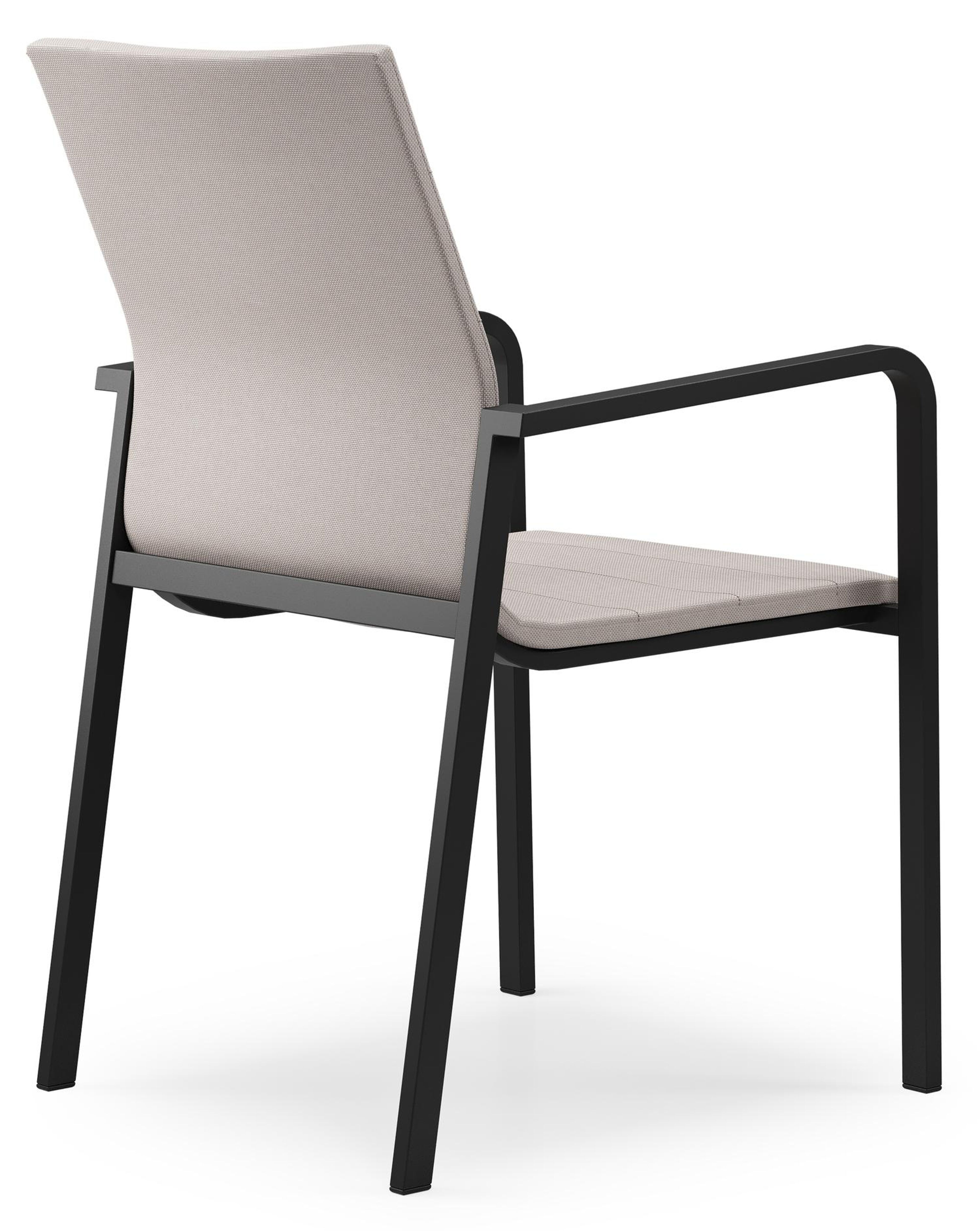 Como stapelbare tuinstoel in zwart aluminium en beige luxe textilene