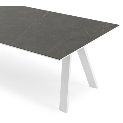 Cesano tuintafel rechthoekig in wit aluminium en volkeramiek Calatorao - L 280 x B 110 x H 75 cm