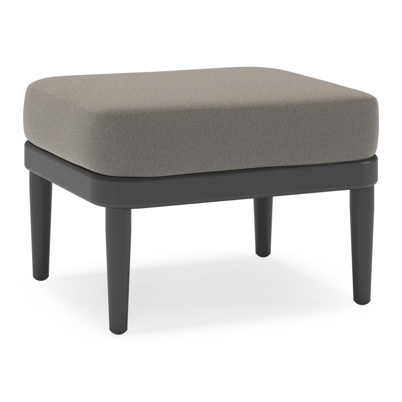 Pouf Orso en aluminium noir et coussins en all weather sunbrella® luxe Natte Dark Taupe
