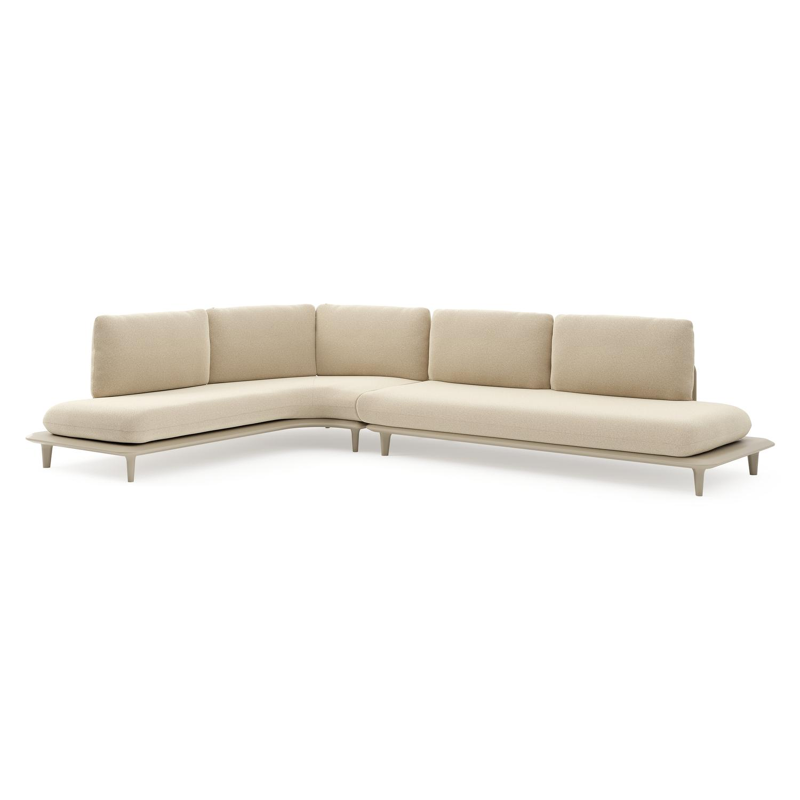 Salon de jardin d'angle Bomero en aluminium beige et coussins en all weather solica soul papyrus