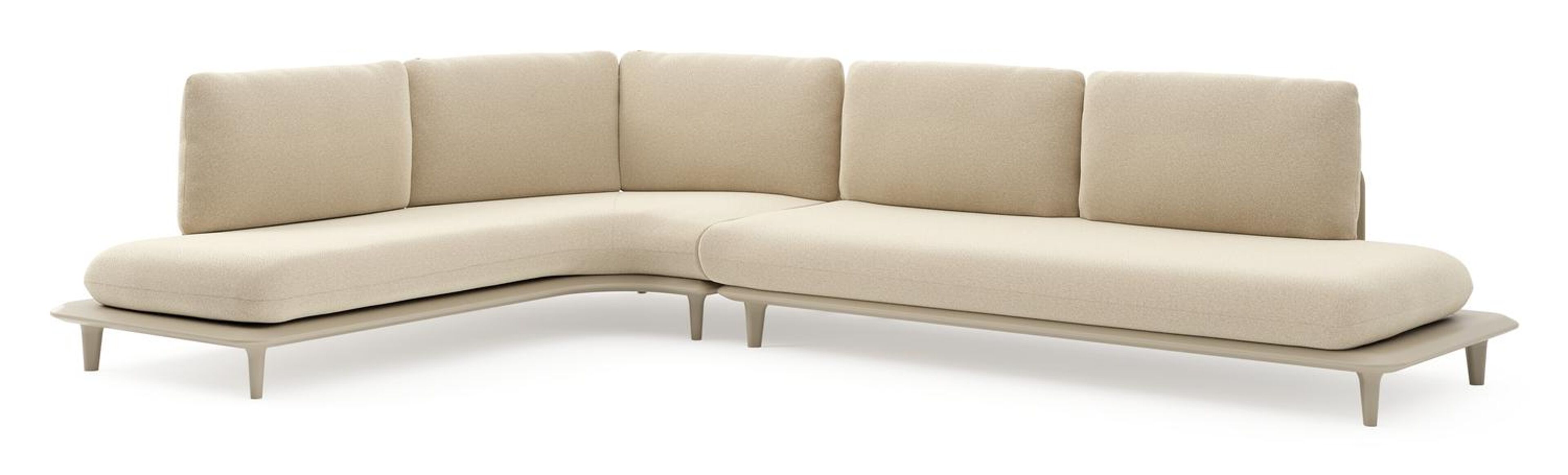 Salon de jardin d'angle Bomero en aluminium beige et coussins en all weather solica soul papyrus