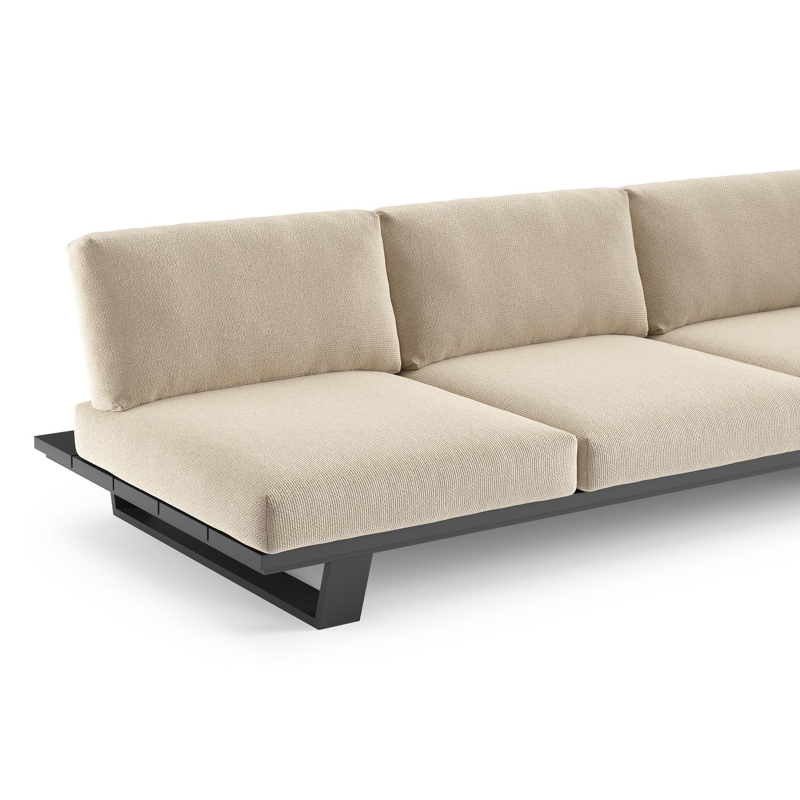 Pagino loungehoek in zwart aluminium met althea chalk all weather cosytica kussen