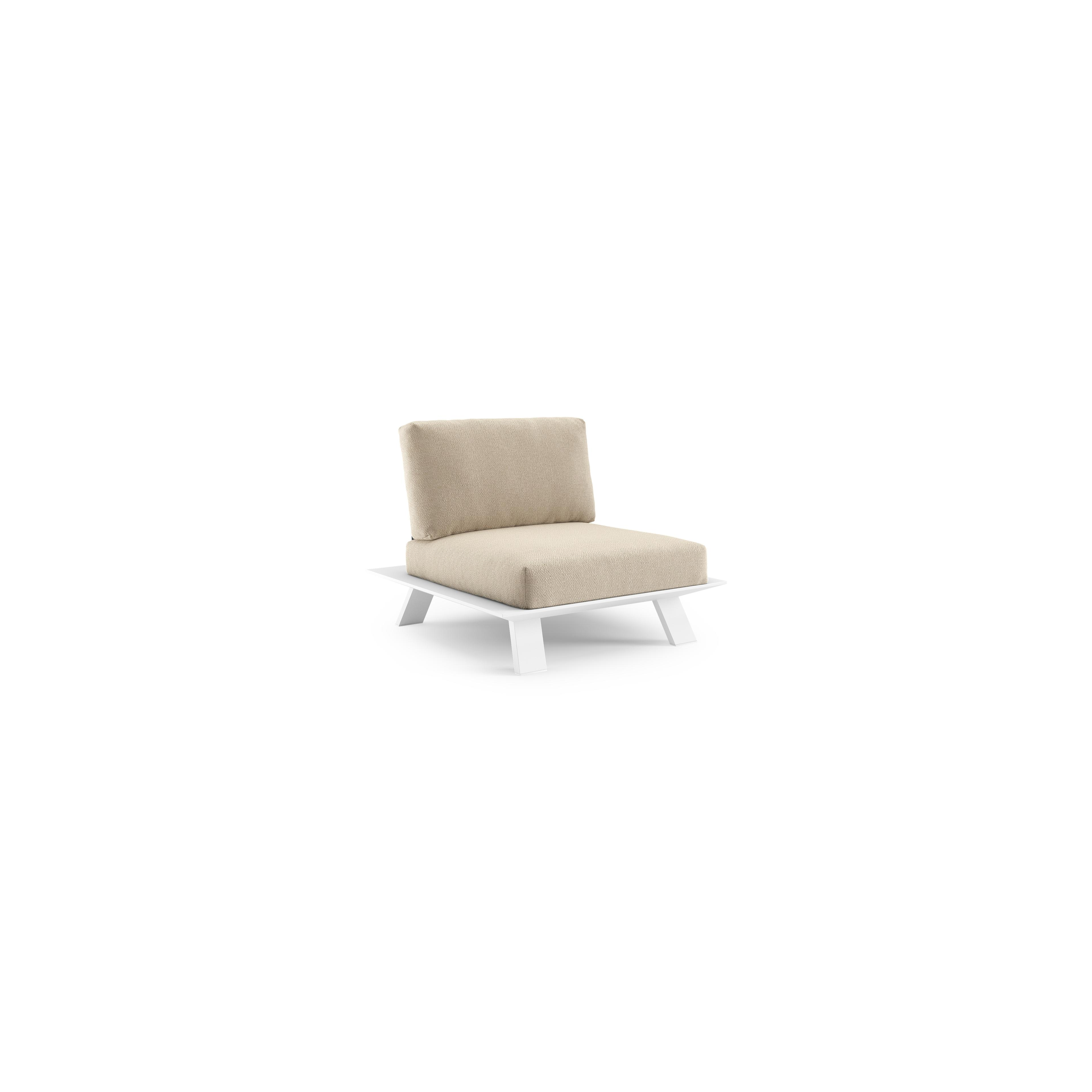 Fauteuil de jardin Cesano en aluminium blanc et coussin en All Weather Cosytica althea chalk