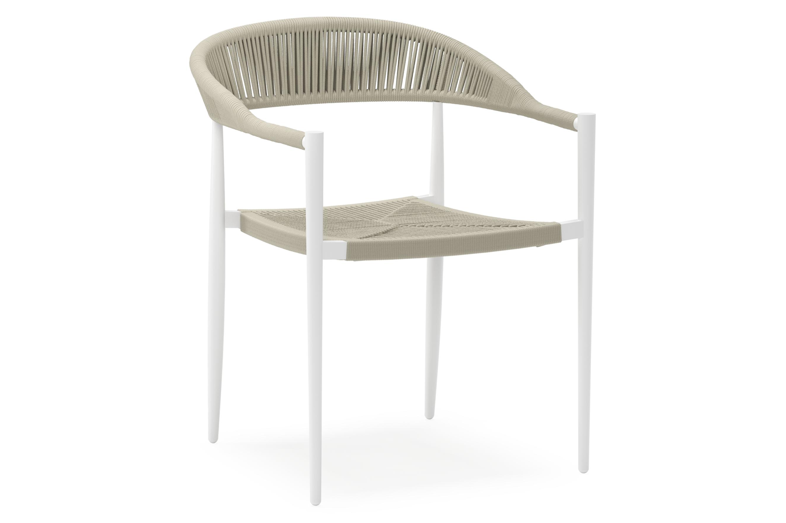 Guarda tuinstoel in wit aluminium en beige rope