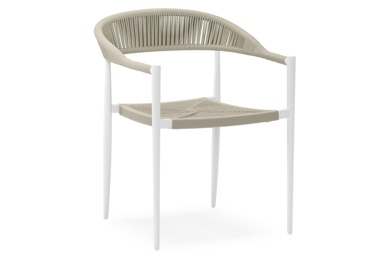 Tora tuinset in wit aluminium en polywood met 6 Guarda tuinstoelen