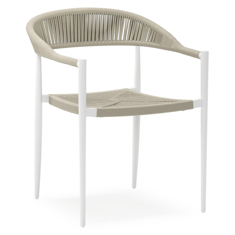Guarda tuinstoel in wit aluminium en beige rope