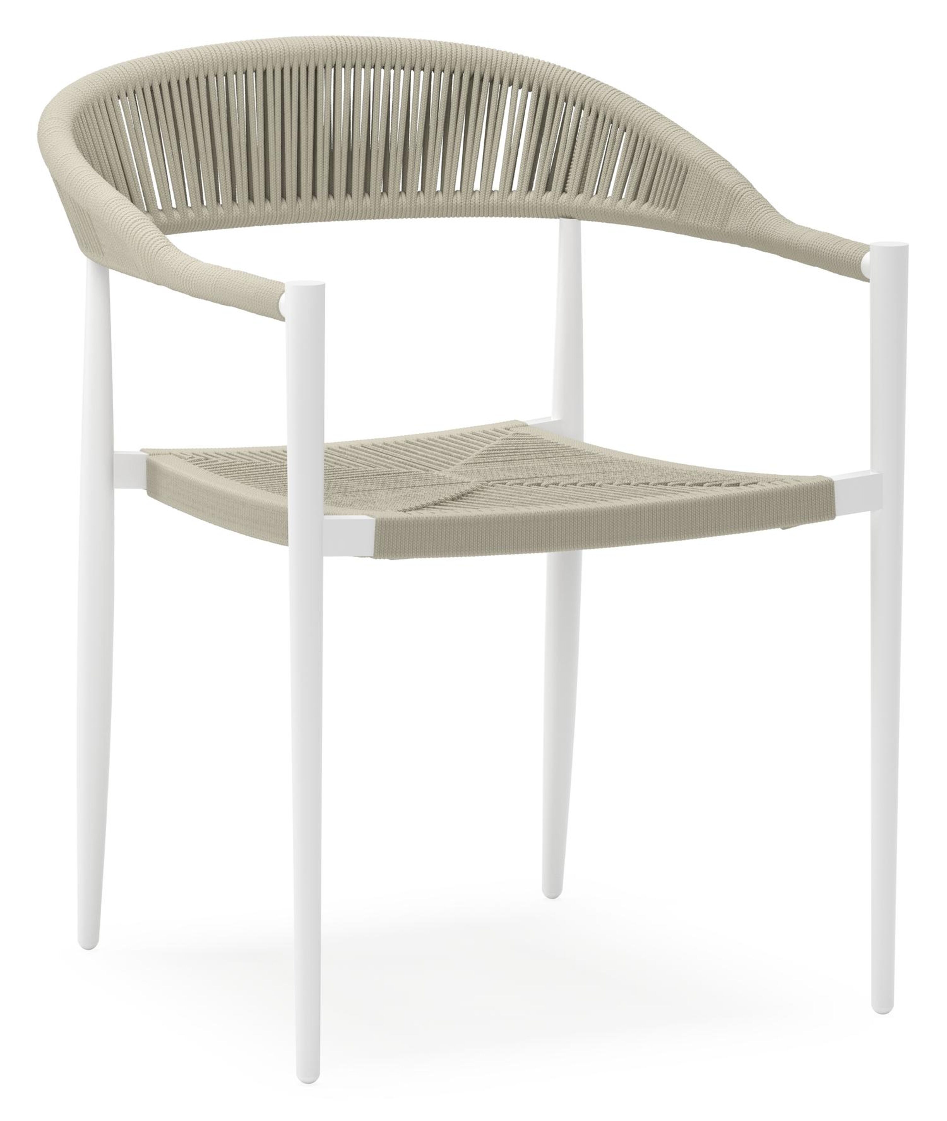 Guarda tuinstoel in wit aluminium en beige rope