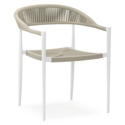 Bahia tuinset rechthoekig in wit aluminium en polywood met 6 Guarda tuinstoelen